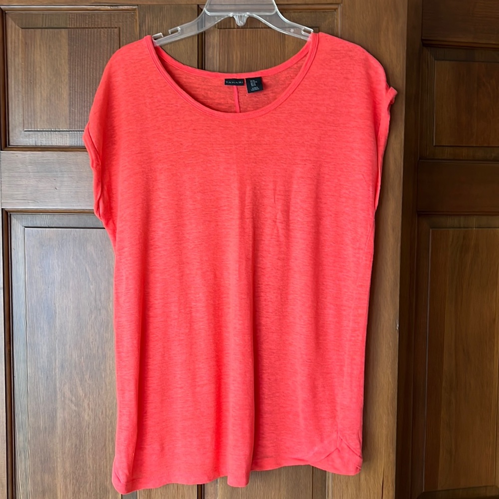Linen short sleeve shirt Coral color